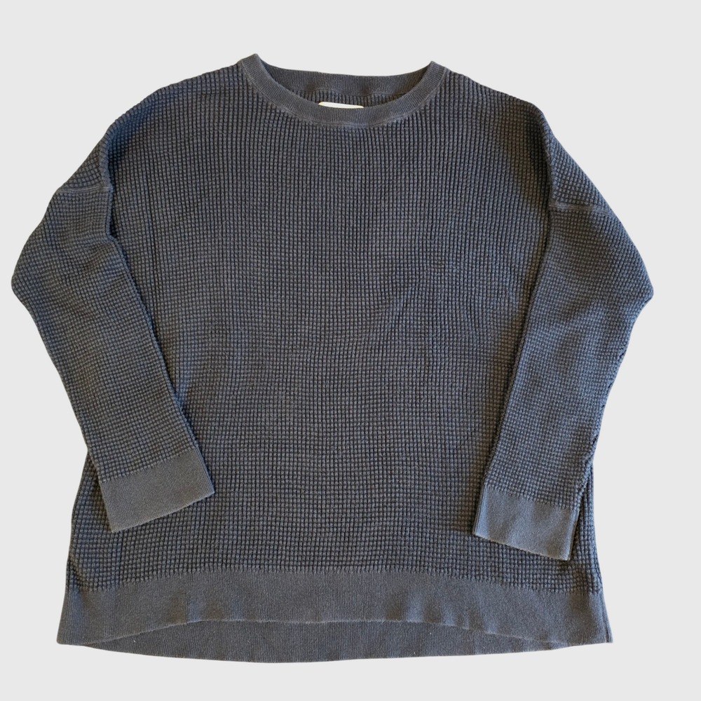 REI Co-op Mens 2XL Waffle Knit Sweater Navy Blue 100% Cotton Crewneck 177269